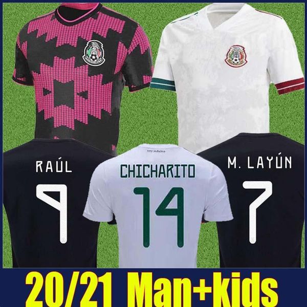 

2020 mexico soccer jersey kids kit copa america raul chicharito football shirts m.layun g.dos santos c.vela camiseta de mexico 20/21, Black;yellow