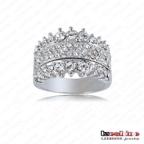 

ring vintage royal princess ring platinum plating genuine swa elements austrian crystal costume rings 28*14mm ri-hq0247, Silver