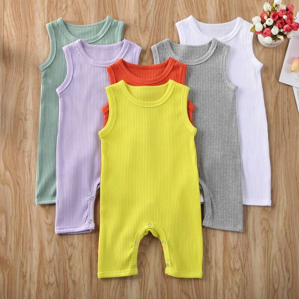 

pudcoco baby summer clothing newborn infant kids baby boy girl cotton romper ribbed clothes sleeveless solid outfit jumpsuit t200721, Blue