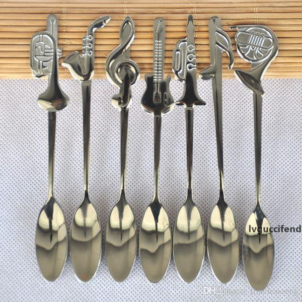 

creative music theme spoon instrument and symbols handle spoon stainless steel coffee stiring scoop many style optional