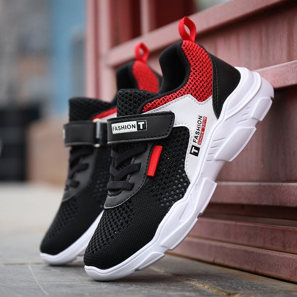 

qwpye дети вскользь мальчики сетки спорт спортивной обуви обувь кроссовок нескользящей износостойкий среднее и крупных дети дышащего полый o, Black