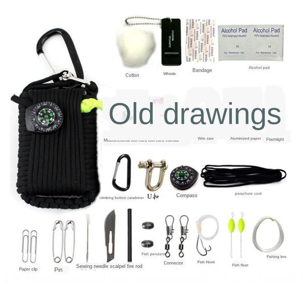 

wild portable quick-hanging key chain kit multi-function compass lighter lighter fishing kit equipment in