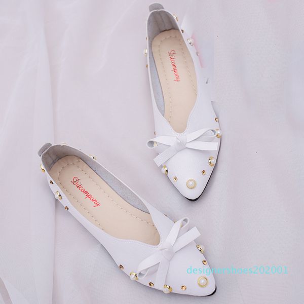 

sagace women shoes 2019 summer fashion women flat-bottomed pearl small leather shoes pointed shallow mouth casual may cn02, Black