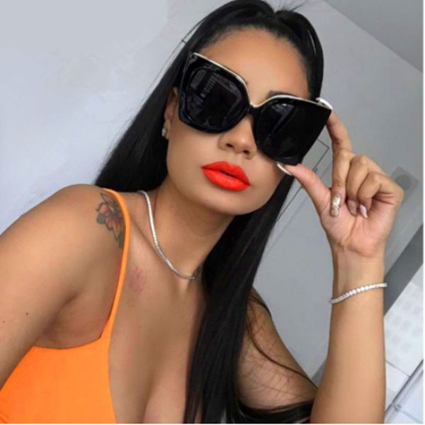 

2020 style new sunglasses for women fashion big frame retro butterfly sunglasses for women and american glasses, White;black