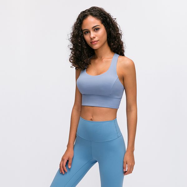 

naked-feel strappy sports bra for women longline medium support yoga bra padded fitness crop top, White;black