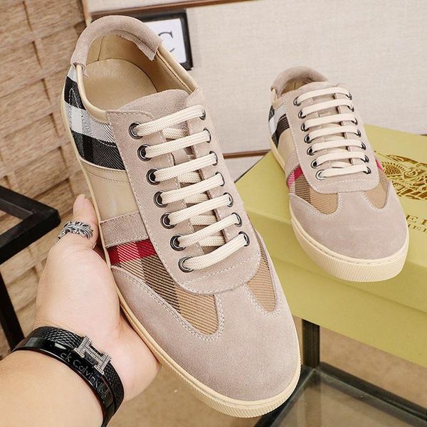 

2019 casual mens shoes trainer flats fashion sneakers footwear platform zapatos de hombre with original box leather and house check sneakers