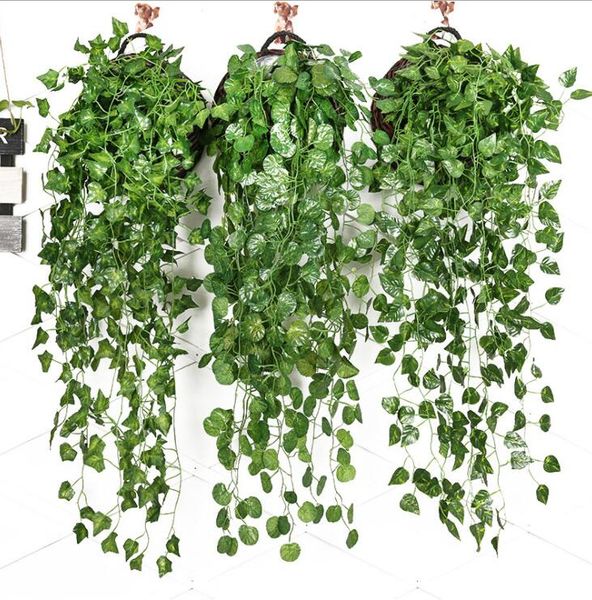 

artificial ivy foliage green leaves fake hanging emalation flower vine plant rattan wedding party garden decor wall mounted supply lsk402