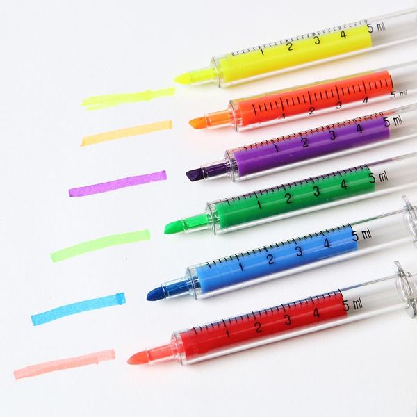 Cute kawaii novidade enfermeira enfermeira syringe em forma de marcador marcador marcador de marcador de papelaria material de papelaria da escola da escola da agulha da enfermeira da novidade