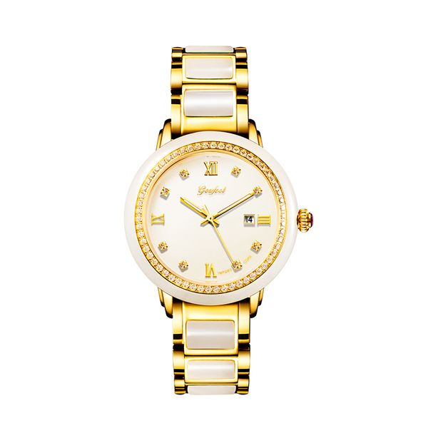 

jade mechanical watch ladies watches luxury watch with calendar display waterproof butterfly buckle leather gift box reloj mujer, Silver