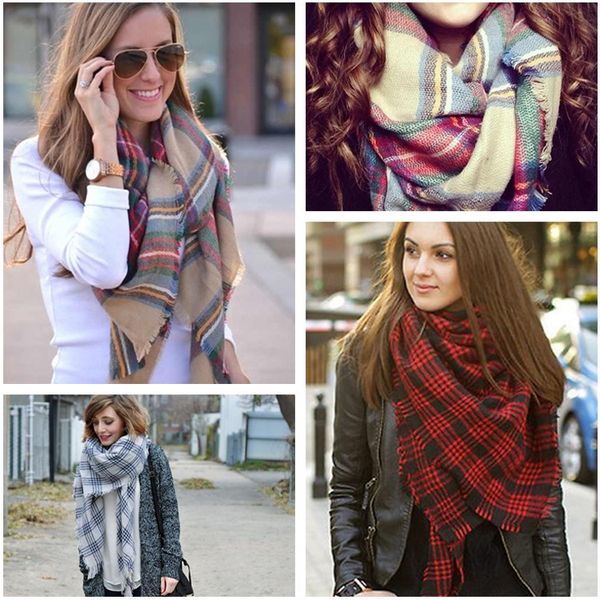 

new star with big scarf shawl plaid camouflage scarf women's square color plaid shawl, Blue;gray