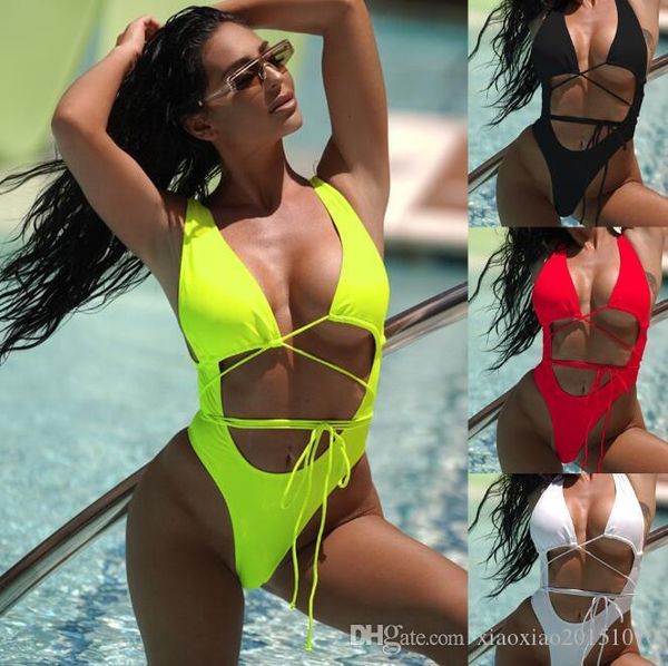 

ladies fashion casual swimwear selling bikini one-piece swimsuit backless beach swimsuit 636, White;black