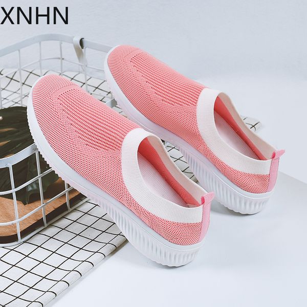 

2020 shoes woman sneakers women's flats sock sneakers lightweight plus size summer walking flat shoes ladies, Black