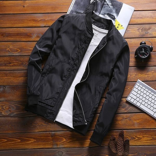 

весной и осенью мужские пальто корейский тонкий бейсбол куртка бейсбол воротник мужской сплошной цвет стенд воротник куртки тонкий модный, Black;brown