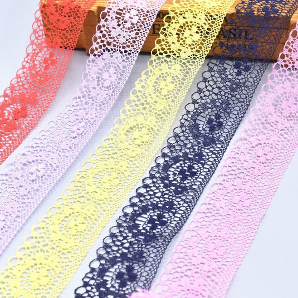 

dhl shipping 10 yards/roll colourful lace ribbon tape 40mm lace trim diy embroidered for sewing decoration african lace fabric, Black