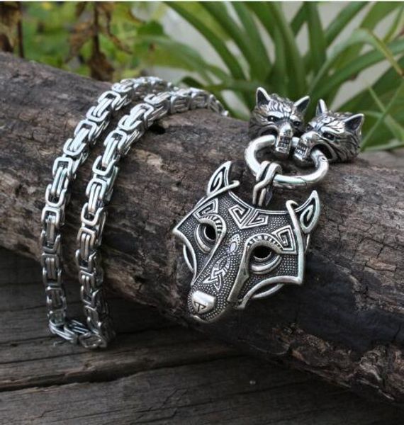 

2020 stainless steel necklace viking wolf head with odin by helena rosova necklace pendan norse talisman ethnic jewelry, Silver