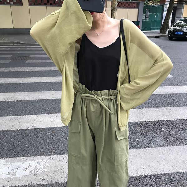 

orepa ice silk knitted cardigan women's v-neck loose lazy large size bat long sleeve thin clothes air clothes sunscreen clothesair cond, White;black