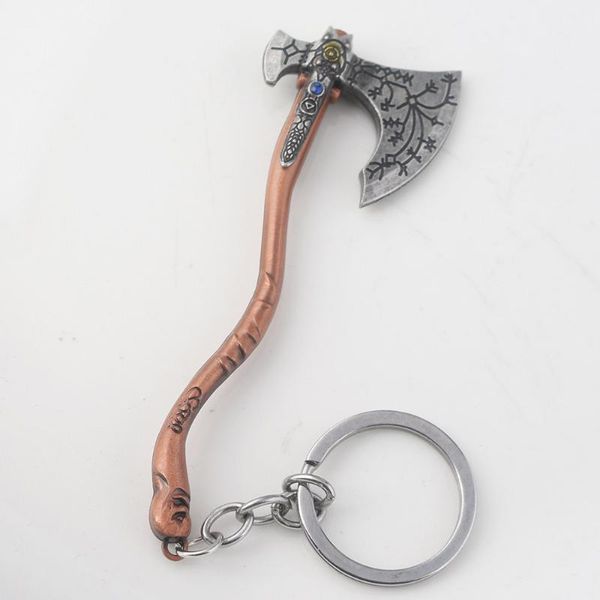 

rj game god of war 4 kratos mask axe knife keychains endgame thor hammer keyring for men car bag accessories, Silver