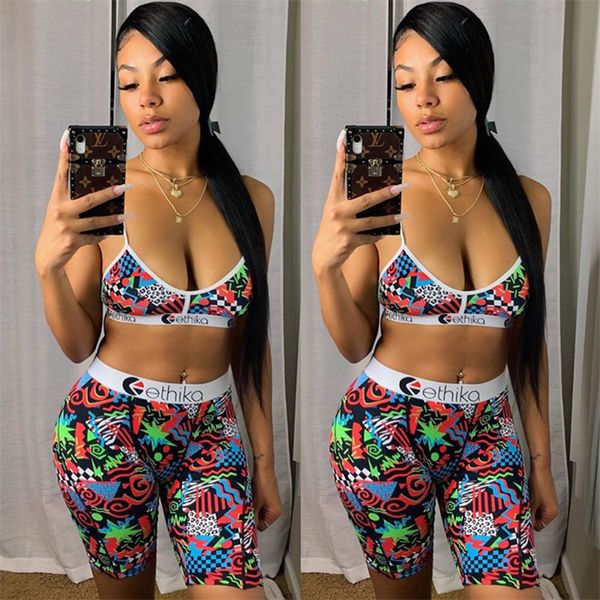 

fashion women swimwear trendy letter push up bra vest + shorts two piece outfits summer swimsuit tracksuit quick dry sports bikini suit s-xl, Blue