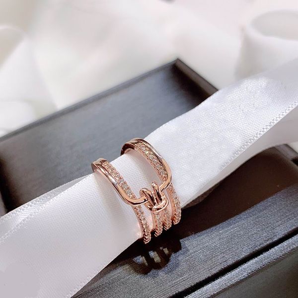 

fashion knot multi layers rhinestone wide ring for women 2020 new finger rings bijoux, Golden;silver