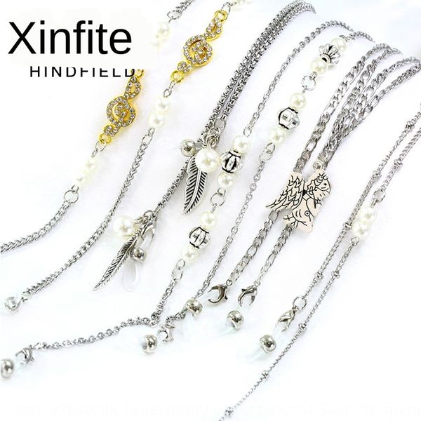 

все матч цепи моды женщины очки жемчуг вс очки цепь pearl декоративного ожерелье металл ожерелье 304, Blue