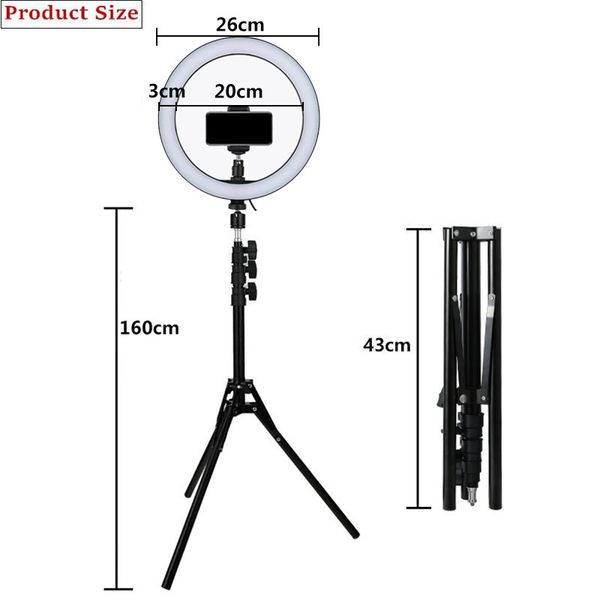 

pgraphy led selfie ring light 10inch dimmable camera phone ring lamp with 1.6m stand tripod for tik tok video live studio