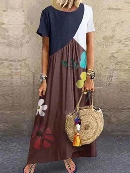 

2020 summer dress for women geometric stitching print dresses summer beach dress women plus size 5xl long dresses, Black;gray