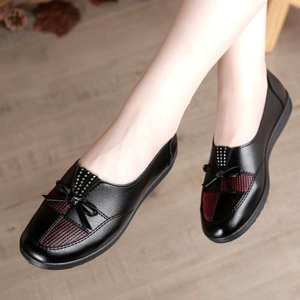 

2020 new shoes women leather flats female flats spring shoes 2020 classic women's loafers casual leather sell, Black
