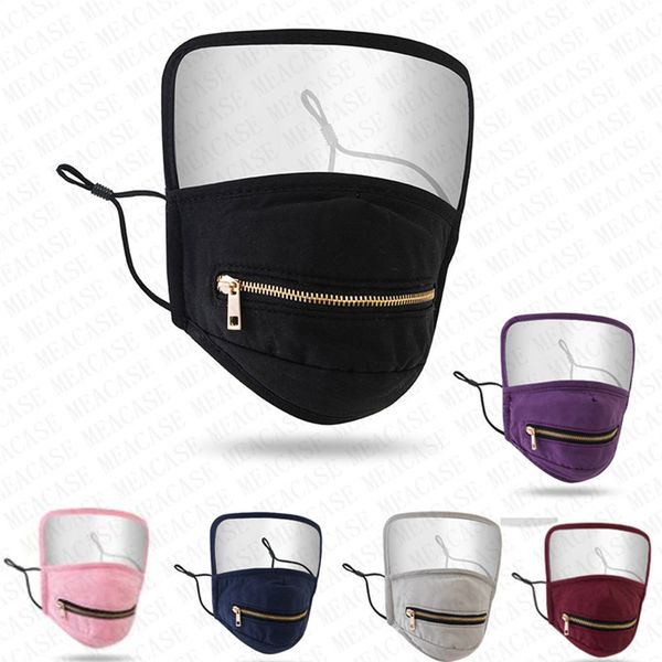 

fashion face mask straws zipper mask breathable cotton face shield clear full protective mouth cover breathing masks respirator dhl d8304, Black;white