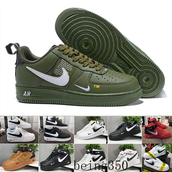 

new 1 utility classic black white red dunk men women running shoes one sports skateboard high low cut wheat trainers sneakers size n6d-k