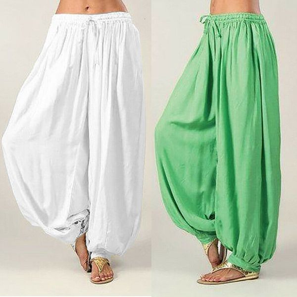 

plus size high waist women comfy harem modal dancing loose overall pants leg hippie warmer belly dance jumpsuit trousers, Black