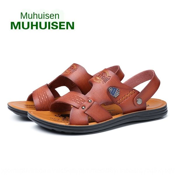 

2020 new soft leather and sandals men's breathable sandals beach men's shoes oem