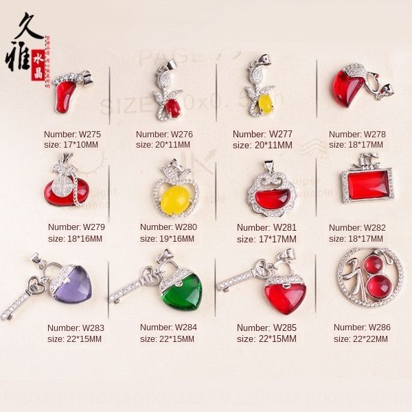

qnzfr jiuya accessories beads material silver plated micro-inlaid key jiuya diy accessories pendant crystal diy crystal beads material silve