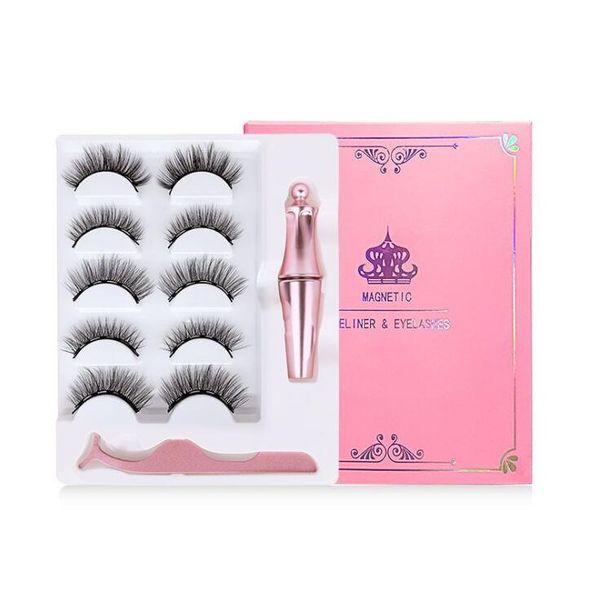

epack 5pairs magnetic liquid eyeliner & magnetic false eyelashes & tweezer makeup set long lasting false eyelashes no glue reusable