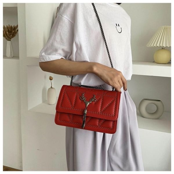 

french niche women's 2020 season new online fashion small square fashion bag red shoulder slanting versatile small square bag