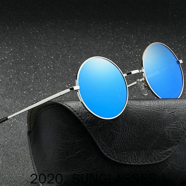 

2020 new round circle polarized sunglasses men women brand designer semi rimless retro sun glasses vintage male goggles fml, White;black