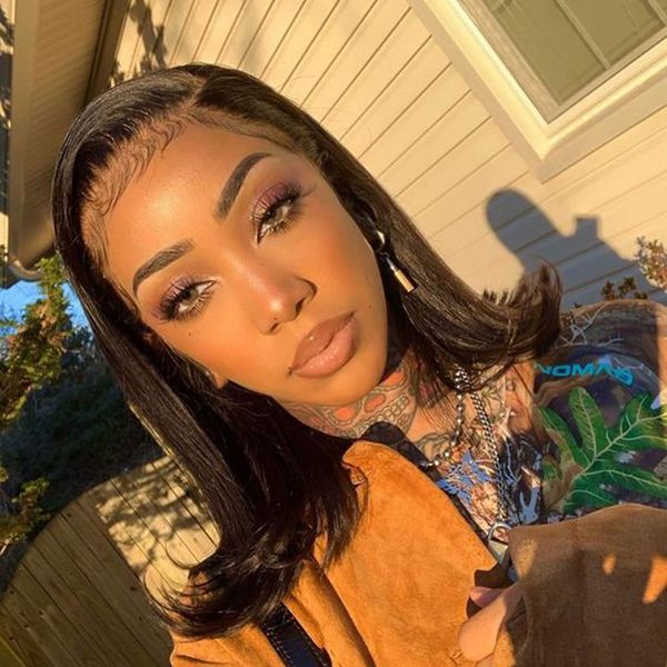 

remy straight short human hair wigs 13x4 lace frontal wig straight bob lace front wigs hair lace front human hair wig, Black