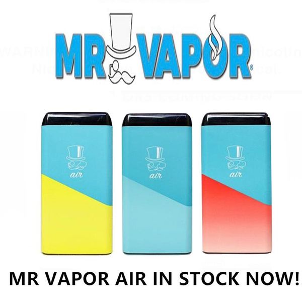 

MR VAPOR AIR Одноразовая Vape Устройство 350mAh Батарея 3мл Предварительно заполненные Vape Тележки Испаритель Бобы электронной сигареты Портативный Одноразовые Vapes