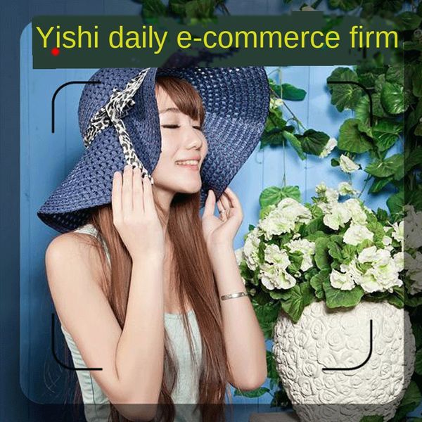 

new korean style women's summer bow straw butterfly straw sun hat sun beach hat, Blue;gray