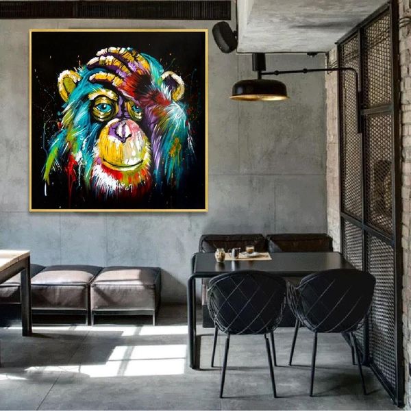 

watercolor thinking monkey canvas paintings abstract animals pop art poster prints wall art pictures for kids room wall decoration