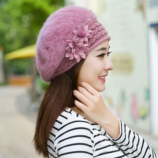 

new winter children's korean fashion women's beilei rabbit hair thickened warm women's female hat female hat warm, Blue;gray