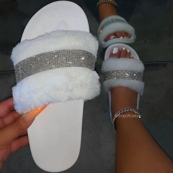 

spring/summer new 2020 women mid-heel sponge cake single-layer rhinestone waterproof platform thick-bottomed wool slippers large, Black