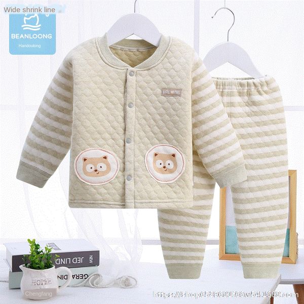 

uz7fb warm thermal underwear set autumn thickened cotton quilted bottoming baby's warm clothes thermal underwearunderwear set autumn cl, Black;brown
