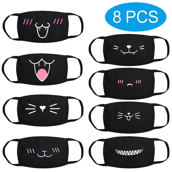 

print black cotton thick breathable coldproof anti dust mask set 8pcs