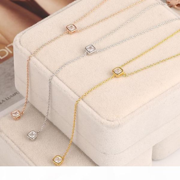 

поп high uspecial ps6079 henri оптовая цена новая мода модные ожерелье cz алмазный lariat чувствительная золото y ожерелье 40,5 + 7см беспла, Silver