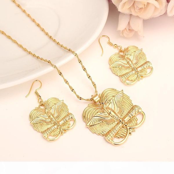 

d-k yellow solid gold filled jewelry райской подвеска ожерелье earrins для женщин папуа-новой гвинея девушка детей партии, Silver