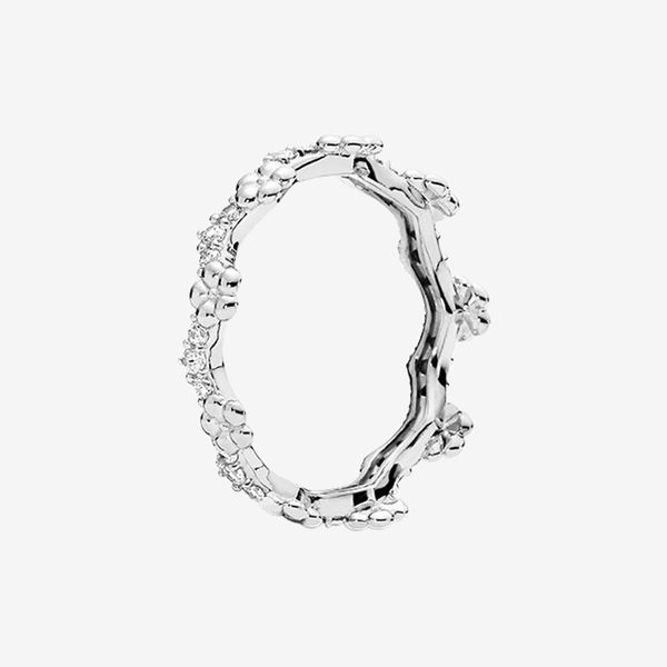 

new flower crown ring beautiful women party jewelry for pandora 925 sterling silver cz diamond rings with original box high quality, Slivery;golden