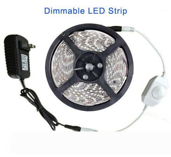 

Dimmable Flexible LED Strip Light 5m SMD 3528 Warm white Blue Rope 60leds m 300 LEDs Waterproof IP65 Strips + 2A Power Adapter + LED Dimmer