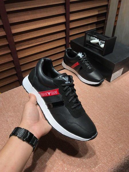 

2020j fashion men's running shoes luxury casual shoes breathable leather classic sneakers low party shoes, size: 38-45, Black