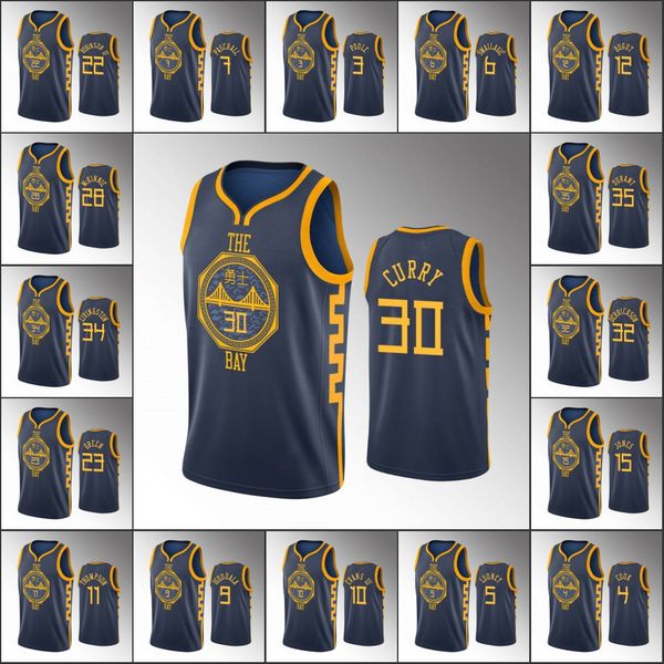 

golden state warriors men damion lee klay thompson stephen curry kevin durant nba navy custom jersey, Black