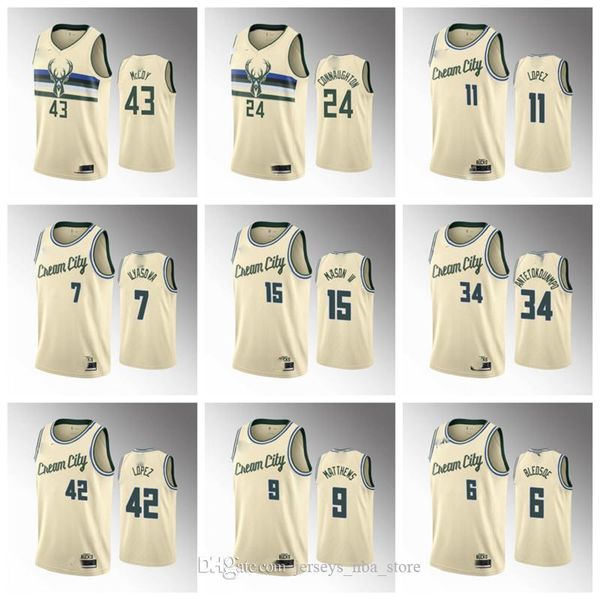 

milwaukee bucks men cream basketball jersey giannis antetokounmpo brook lopez wesley matthews ilyasova hill bledsoe ilyasova, Black;red